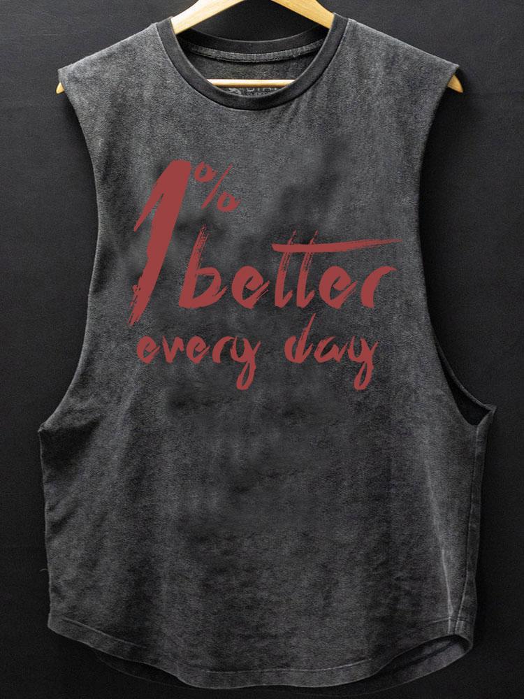 1% better every day SCOOP BOTTOM COTTON TANK