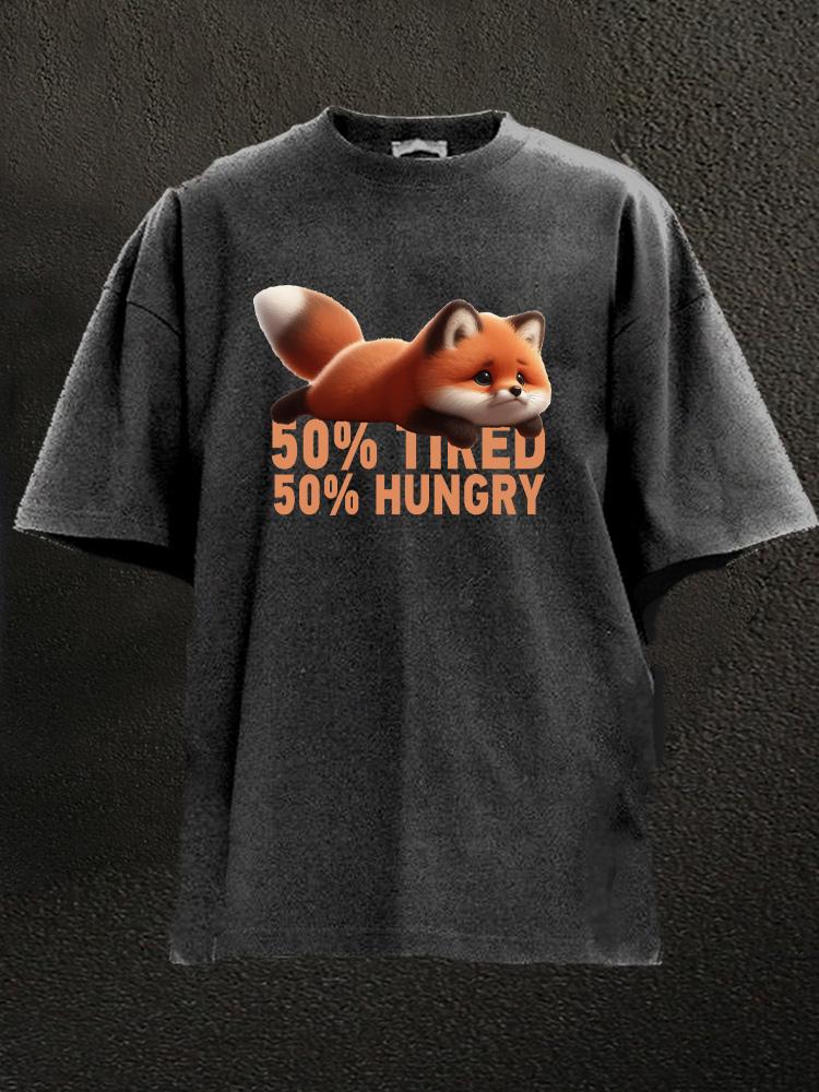 50% Hungry 50% Tired Fox Washed Gym Shirt