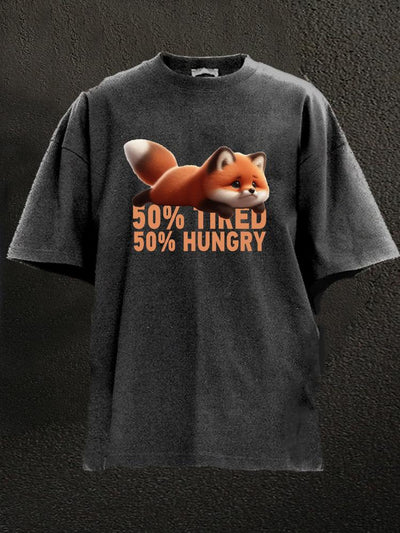 50% Hungry 50% Tired Fox Washed Gym Shirt