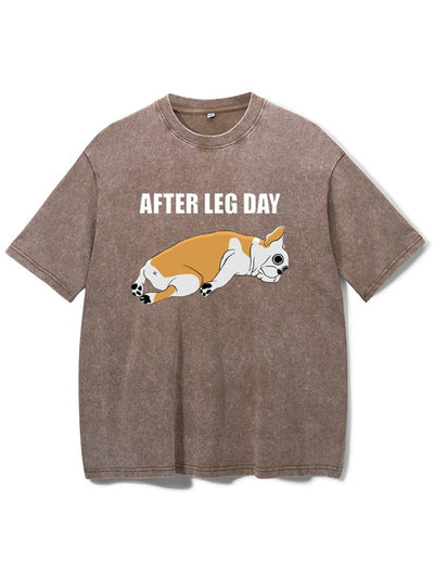 After Leg Day Pug Washed Gym Shirt