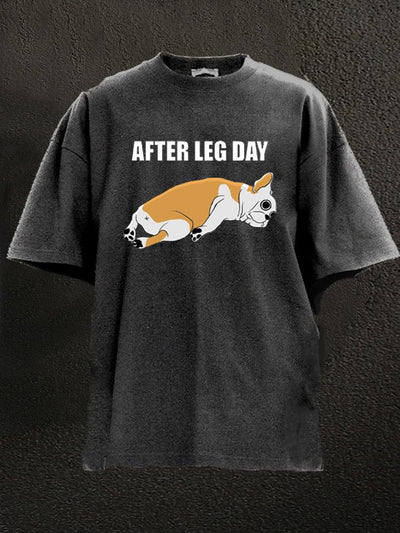 After Leg Day Pug Washed Gym Shirt