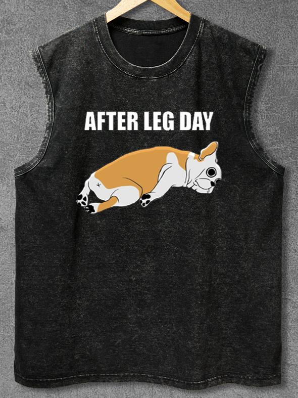 After Leg Day Pug Washed Gym Tank